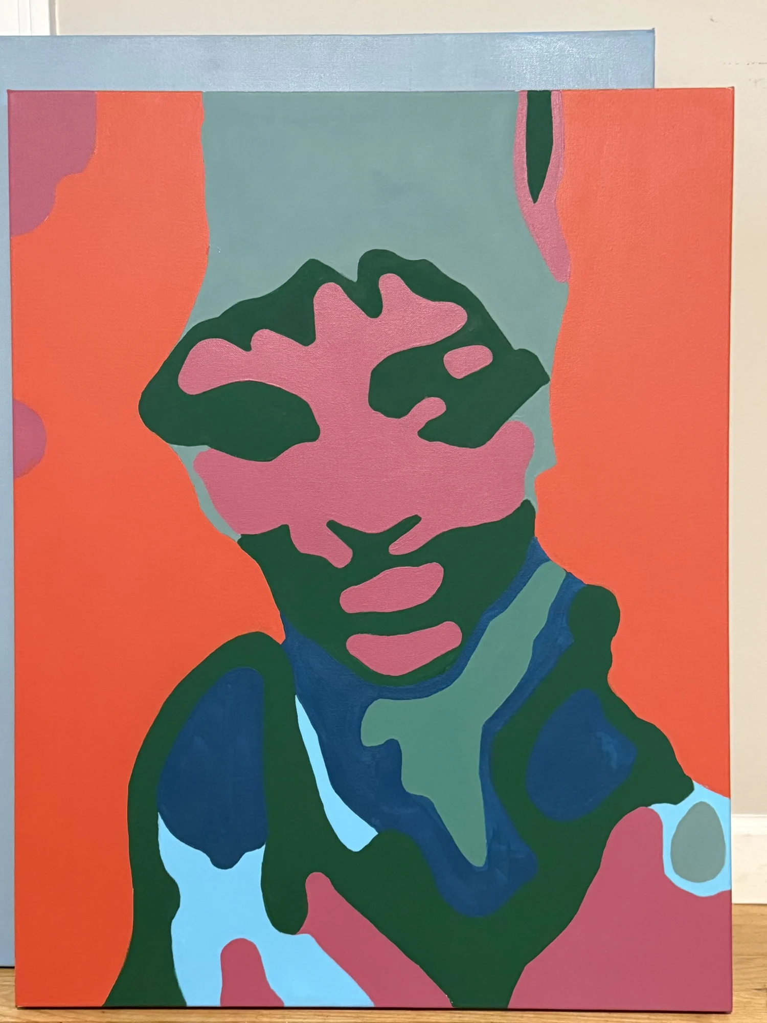 Portrait / green and coral