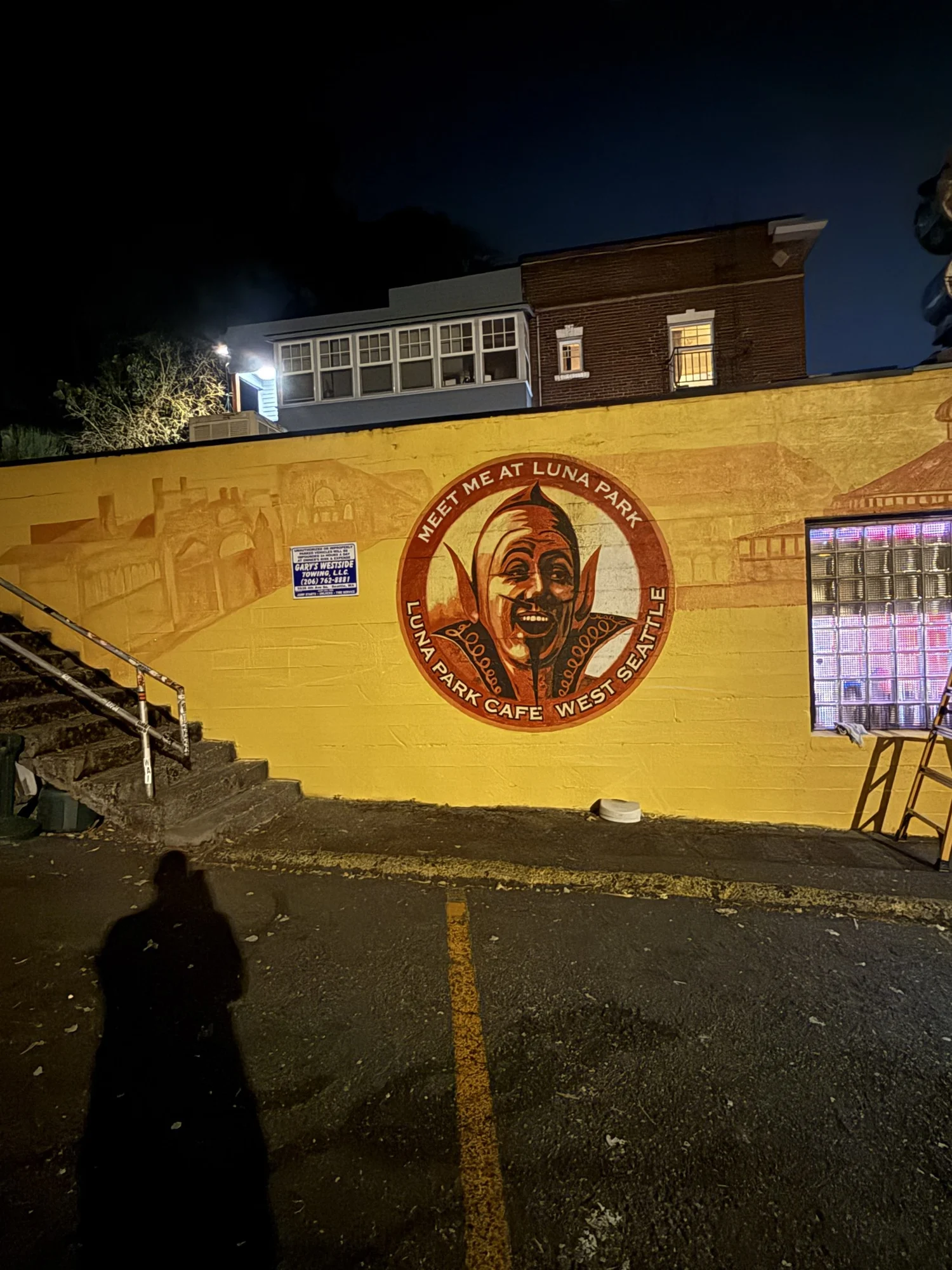 The mural after dark